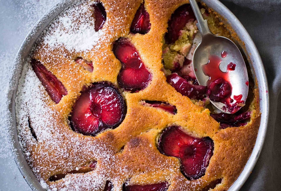 Baked Plum and Almond Pudding