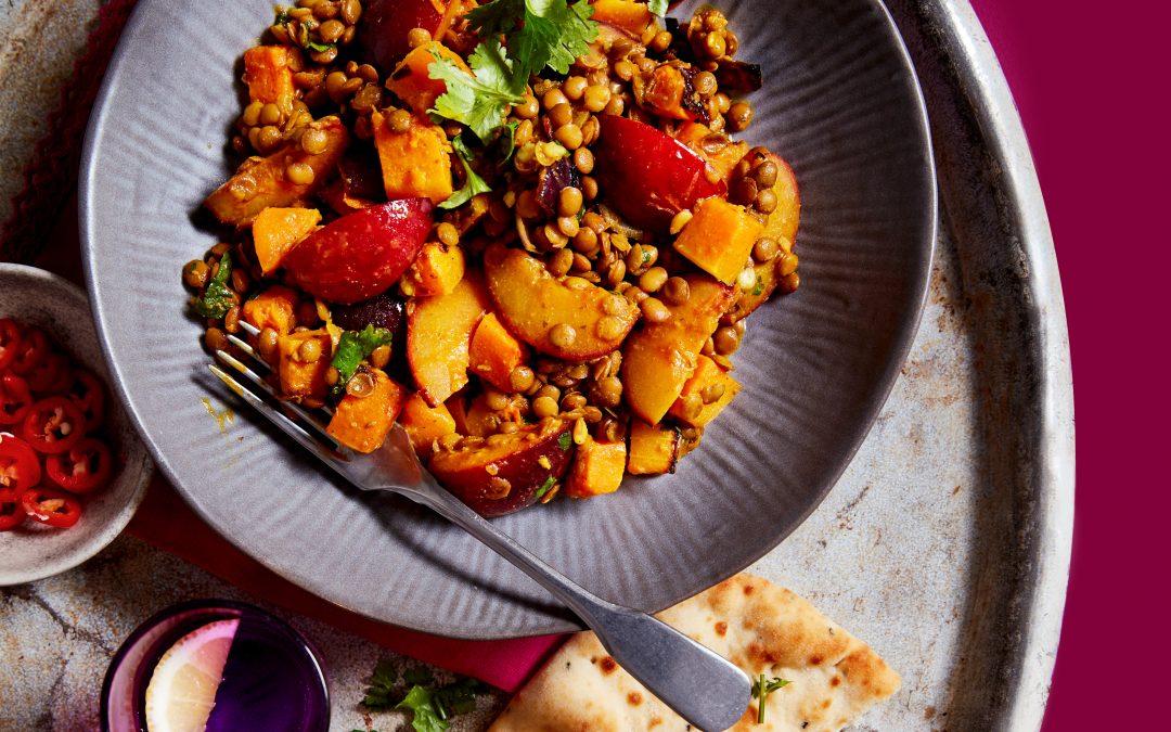 Roasted Plum, Pumpkin and Lentil Korma