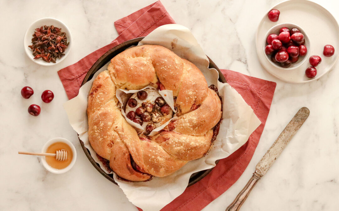 Cherry Christmas Wreath Bread