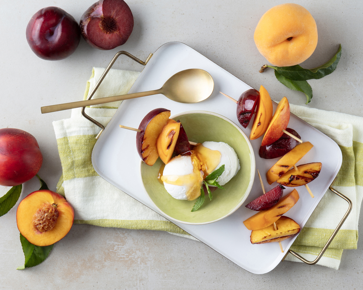 Stone fruit skewers with amasi ice cream_002bb