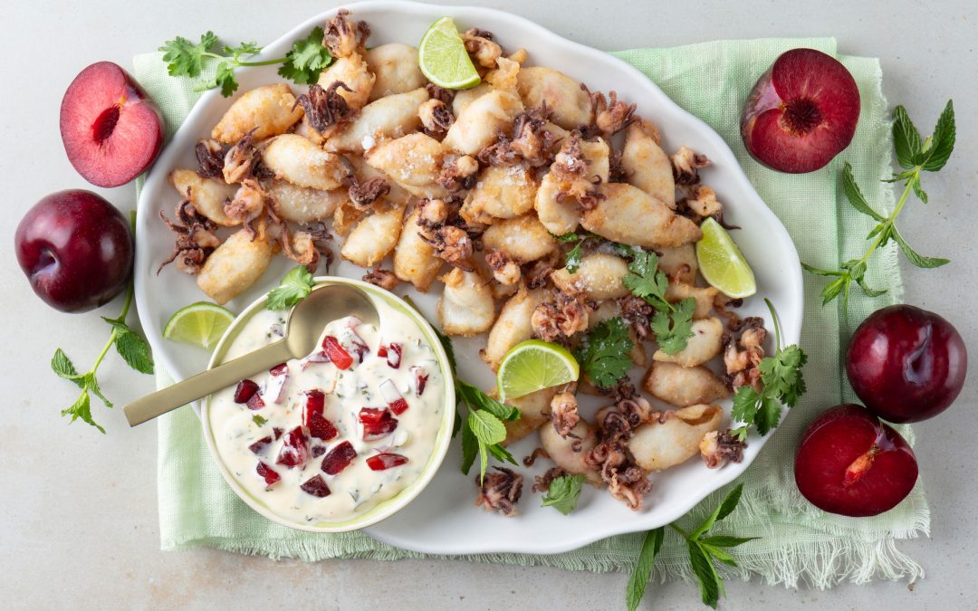 Deep-Fried Calamari Tentacles with Plum, Chilli, Coriander & Mint Tartar-Style Mayo