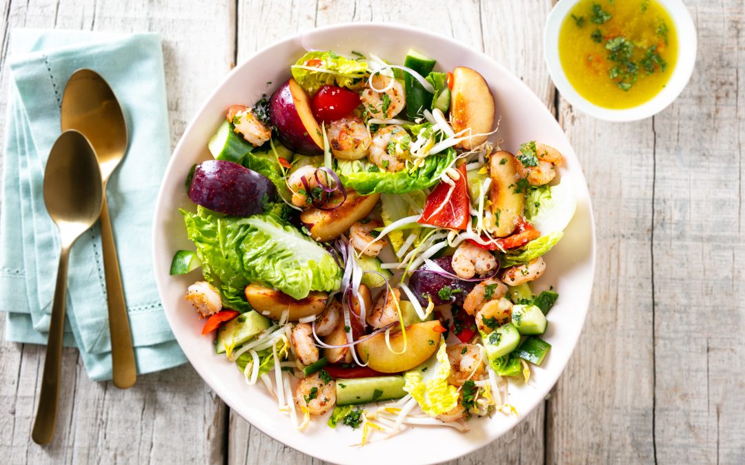 Summer Plum and Prawn Salad